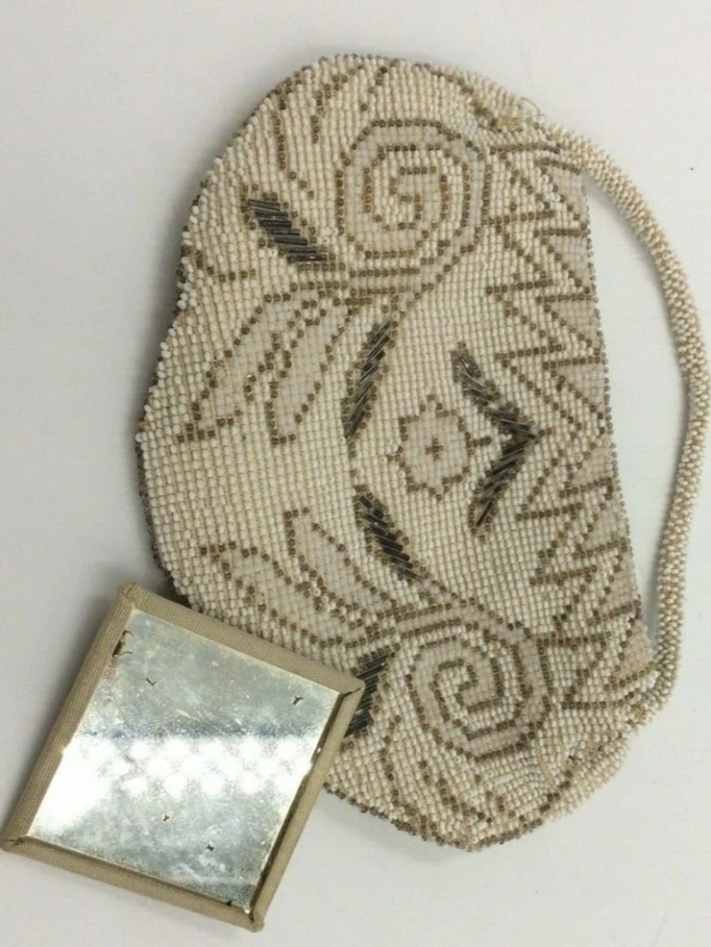 Vintage 1920s Art Deco Czechoslovakia Beaded Evening Purse w/ Mirror